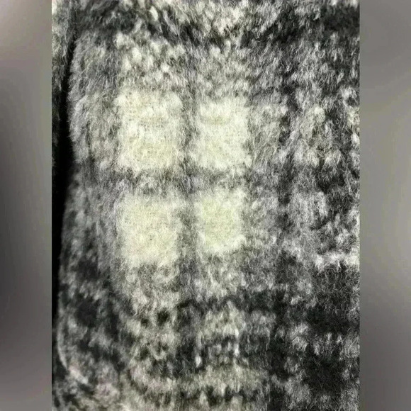 Guess Black & White Plaid 3/4 Wide Sleeve wool blend Moto Jacket Size Medium - Picture 5 of 14